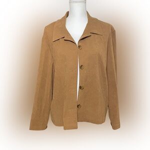 Briggs New York Petite Women's Tan Blazer, Suede like Feeling but Lightweight.